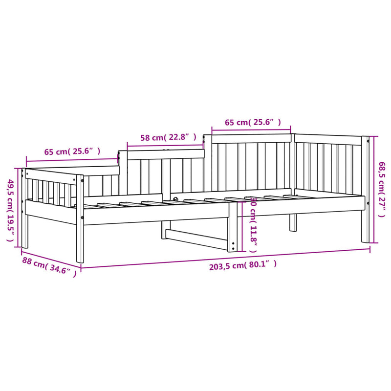 Dagseng 80x200 cm heltre furu