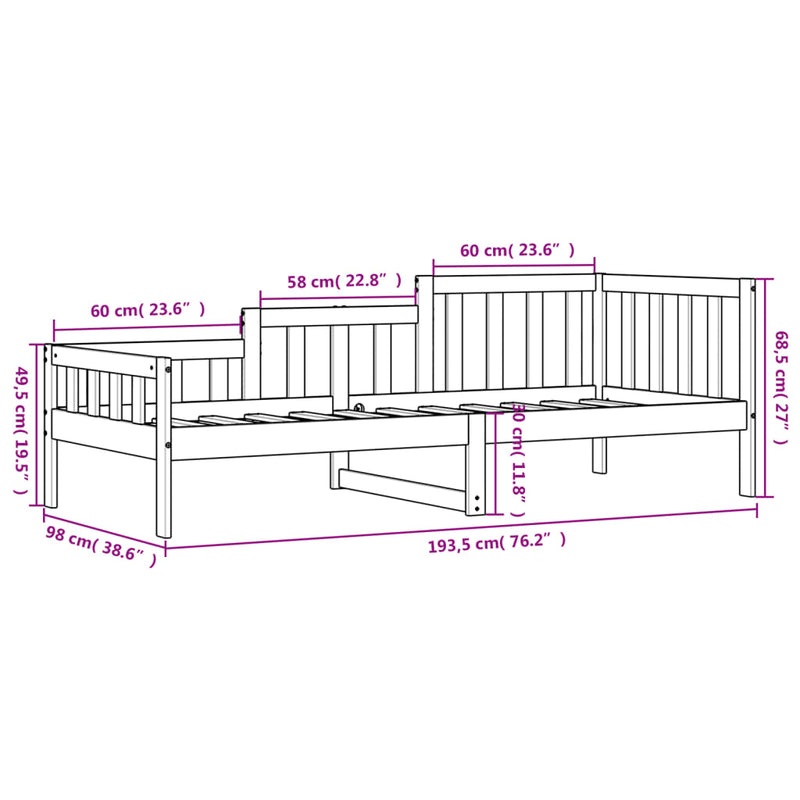 Dagseng 90x190 cm heltre furu