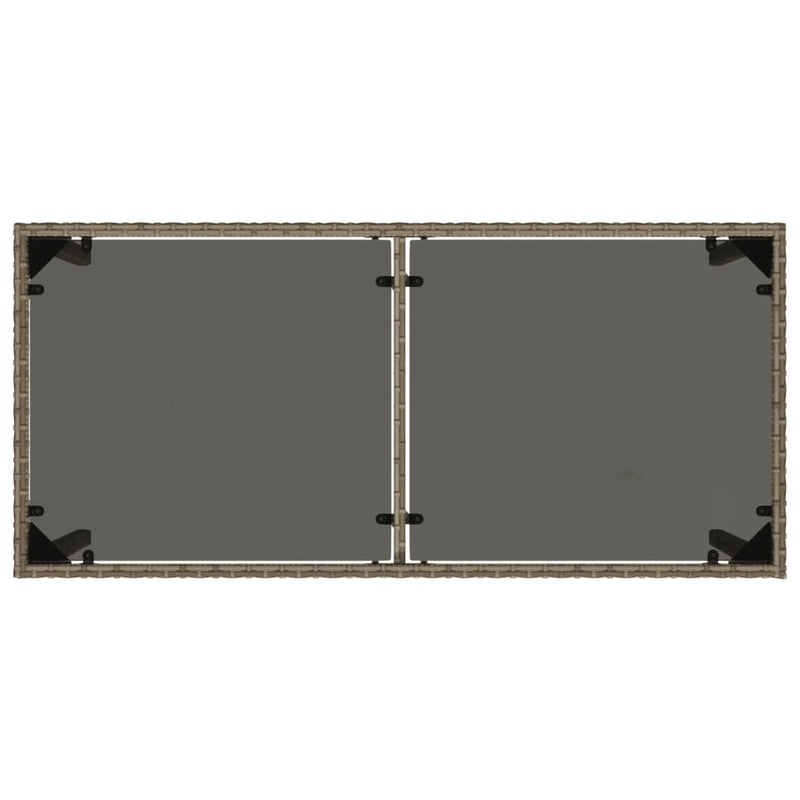 Hagebord med glassplate grå 115x54x74 cm polyrotting