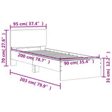 Sengeramme med hodegavl hvit 90x200 cm konstruert tre