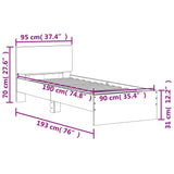 Sengeramme med hodegavl hvit 90x190 cm konstruert tre