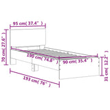 Sengeramme med hodegavl sonoma eik 90x190 cm konstruert tre