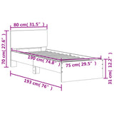 Sengeramme med hodegavl hvit 75x190 cm konstruert tre