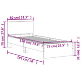 Sengeramme med hodegavl svart 75x190 cm konstruert tre