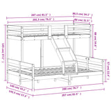 Køyeseng 80x200/140x200 cm heltre furu