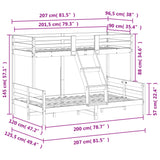 Køyeseng 90x200/120x200 cm heltre furu