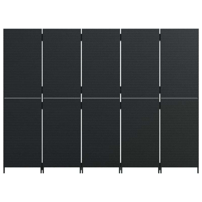Romdeler 5 paneler svart polyrotting