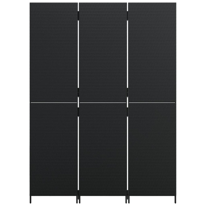 Romdeler 3 paneler svart polyrotting