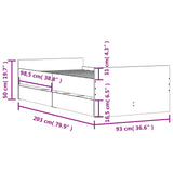 Sengeramme med skuffer sonoma eik 90x200 cm