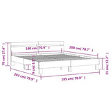 Sengeramme med hodegavl hvit 180x200 cm konstruert tre