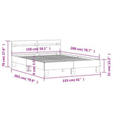 Sengeramme med hodegavl svart 150x200 cm konstruert tre