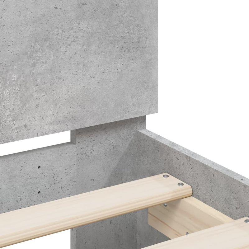 Sengeramme med hodegavl betonggrå 140x190 cm konstruert tre