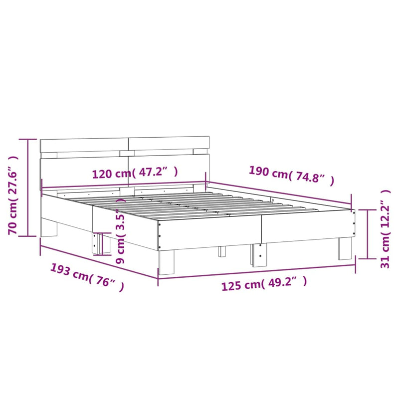 Sengeramme med hodegavl brun eik 120x190 cm konstruert tre