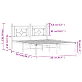 Sengeramme i metall med sengegavl hvit 150x200 cm