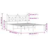 Sengeramme i metall med sengegavl hvit 160x200 cm