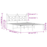 Sengeramme i metall med sengegavl hvit 180x200 cm