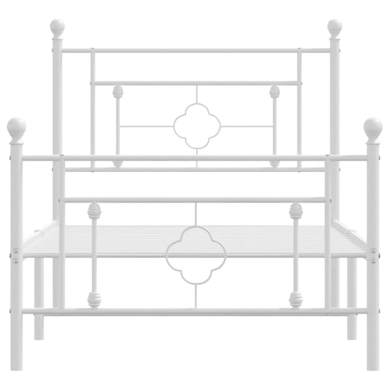 Sengeramme i metall med hode- og fotgavl hvit 90x190 cm