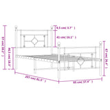 Sengeramme i metall med hode- og fotgavl hvit 90x200 cm