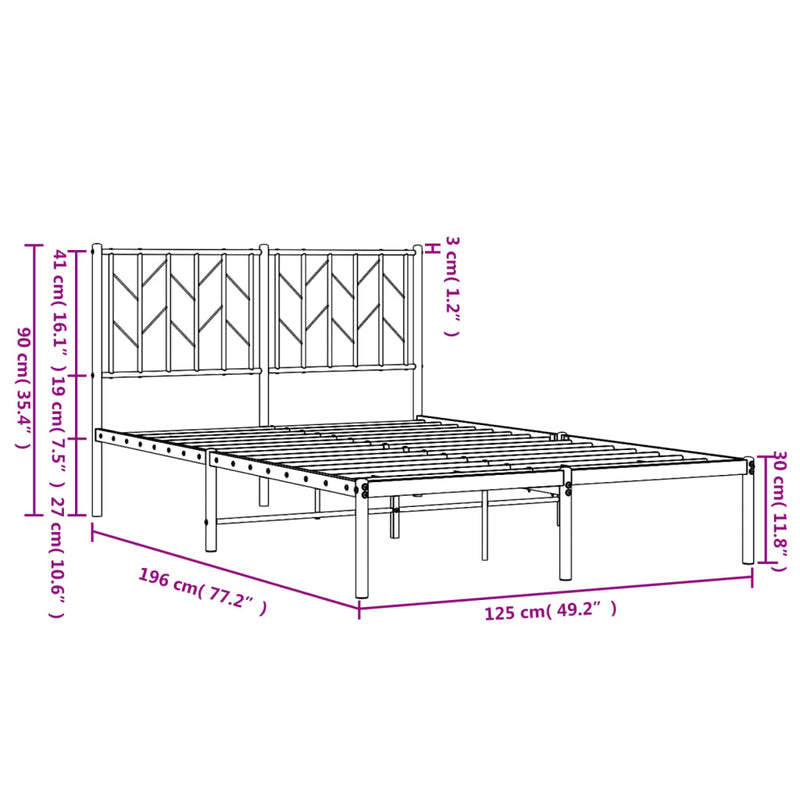 Sengeramme i metall med hodegavl svart 120x190 cm