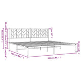 Sengeramme i metall med sengegavl hvit 200x200 cm