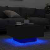 Sofabord med LED-lys svart 55x55x31 cm