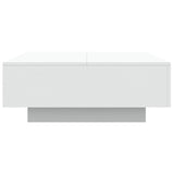 Salongbord med LED-lys hvit 80x80x31 cm