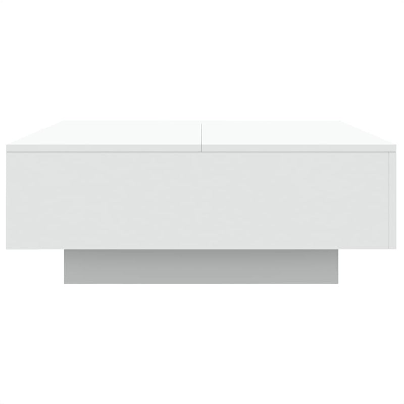 Salongbord med LED-lys hvit 80x80x31 cm