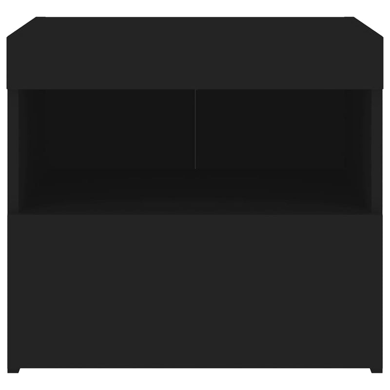 Nattbord med LED 2 stk svart 50x40x45 cm