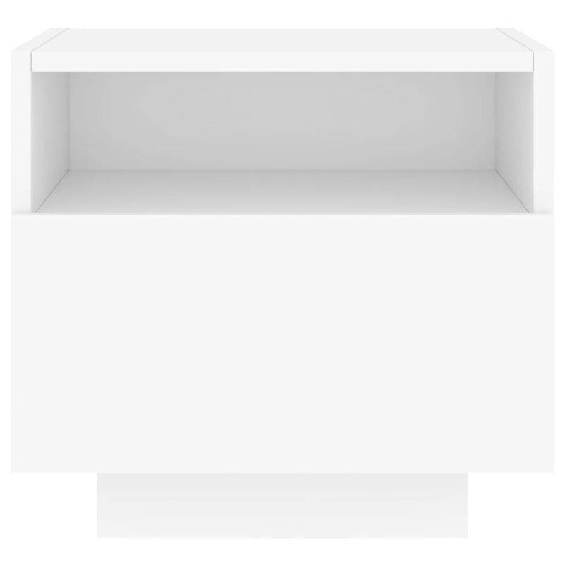 Nattbord med LED 2 stk hvit 40x39x37 cm
