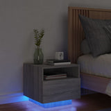Nattbord med LED grå sonoma 40x39x37 cm