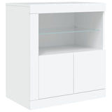 Skjenk med LED-lys hvit 181,5x37x67 cm