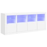 Skjenk med LED-lys hvit 163x37x67 cm