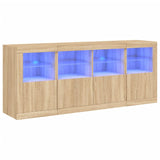 Skjenk med LED-lys sonoma eik 163x37x67 cm