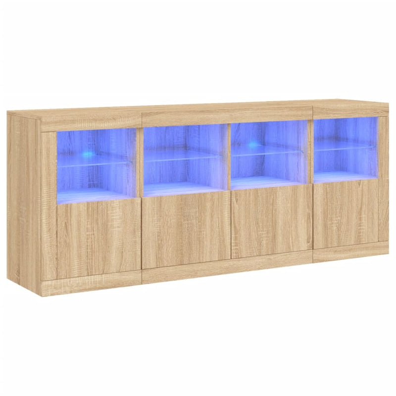 Skjenk med LED-lys sonoma eik 163x37x67 cm