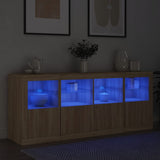 Skjenk med LED-lys sonoma eik 163x37x67 cm