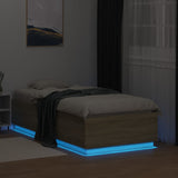 Sengeramme med LED-lys sonoma eik 90x190 cm konstruert tre