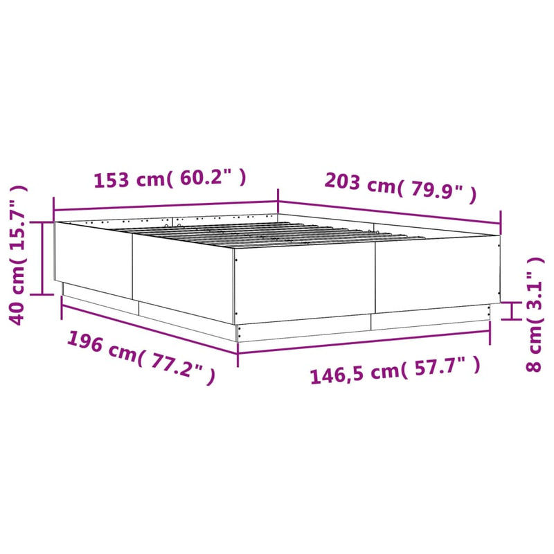 Sengeramme sonoma eik 150x200 cm konstruert tre