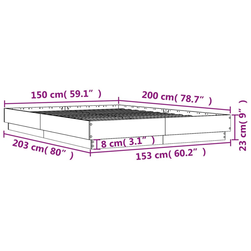 Sengeramme røkt eik 150x200 cm konstruert tre