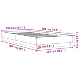 Sengeramme betonggrå 100x200 cm konstruert tre