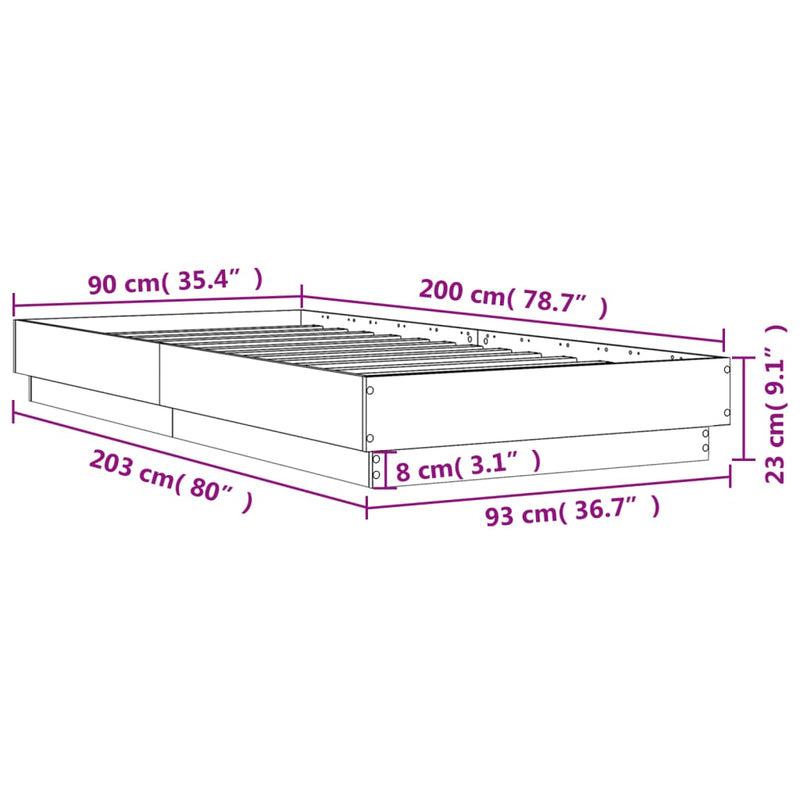 Sengeramme svart 90x200 cm konstruert tre