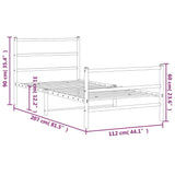 Sengeramme i metall med hode- og fotgavl svart 107x203 cm