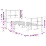 Sengeramme i metall med hode- og fotgavl svart 75x190 cm