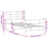 Sengeramme i metall med hode- og fotgavl svart 90x200 cm