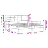 Sengeramme i metall med hode- og fotgavl svart 180x200 cm