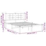 Sengeramme i metall med hodegavl hvit 135x190 cm