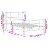 Sengeramme i metall med hode- og fotgavl hvit 100x200 cm