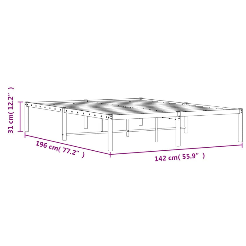 Sengeramme i metall svart 135x190 cm