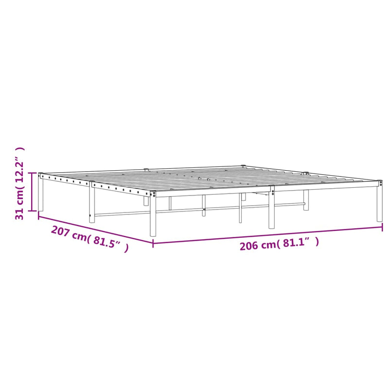 Sengeramme i metall svart 200x200 cm