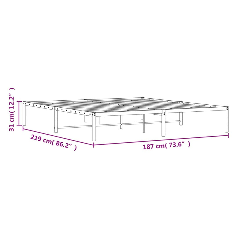 Sengeramme i metall hvit 183x213 cm