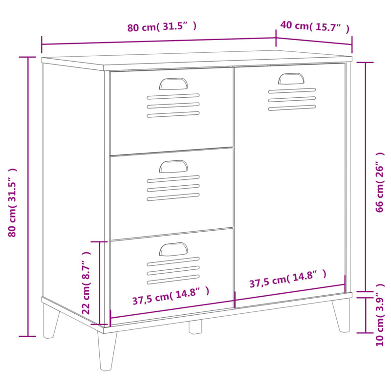 Skjenk VIKEN svart 80x40x80 cm konstruert tre